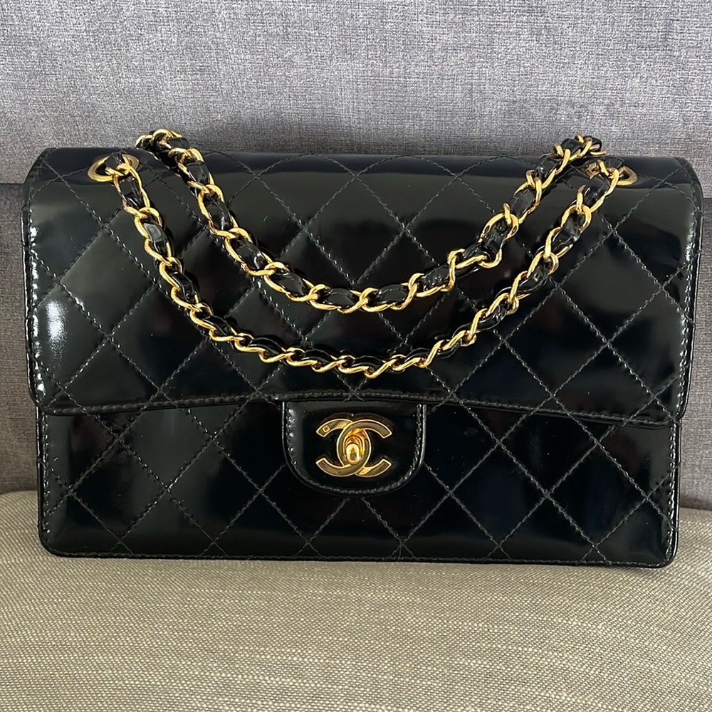 Vintage Chanel Classic Quilted Single Flap Patent Bag